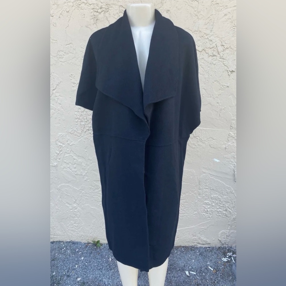 Zara Wool Blend Cape Coat Size XS Navy Blue Oversized